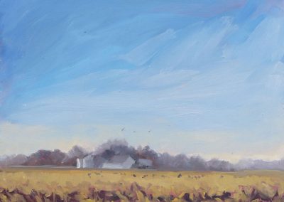 Nebraska First Spring Morning - plein air landscape oil painting by artist Dawn Chandler
