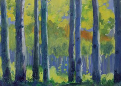 The Aspen Pillars of My Cathedral - New Mexico plein air landscape oil painting by artist Dawn Chandler