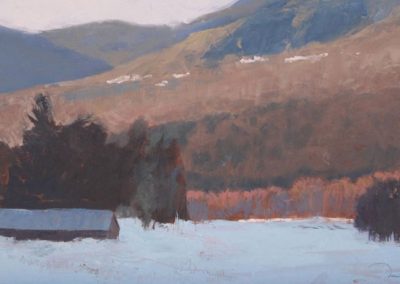 Vermont Winter Afternoon original oil painting landscape by artist Dawn Chandler