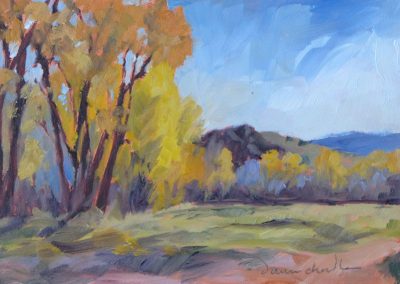 Wyoming Afternoon Trees - plein air landscape oil painting by artist Dawn Chandler