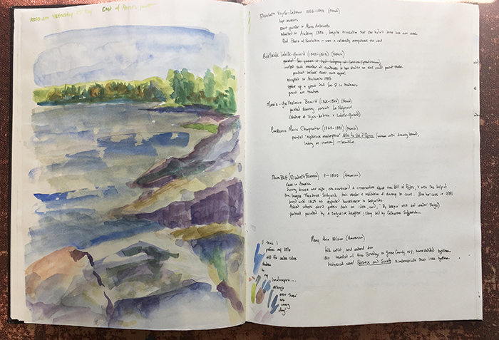 A page of Dawn Chandler's Maine sketchbook, c. 1991.