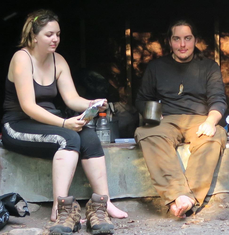 AT Thru-hikers Bear Hookah & Lovel at the Seth Warner Shelter. Photo by Dawn Chandler. 