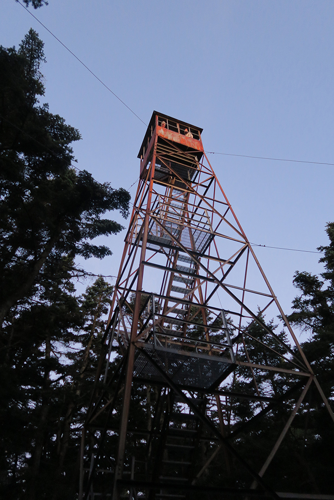 The Glastenbury fire tower in first light. Photo by artist and thru-hiker Dawn TaosDawn Chandler.