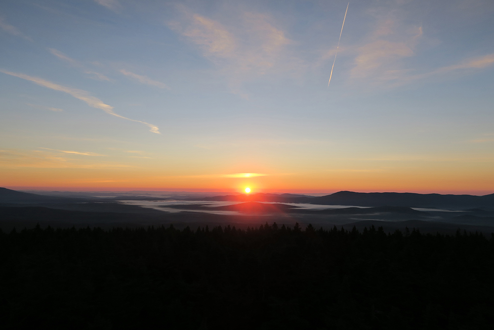 Sunrise from the Glastenbury fire tower on Vermont's Long Trail. Photo by artist and thru-hiker Dawn TaosDawn Chandler.