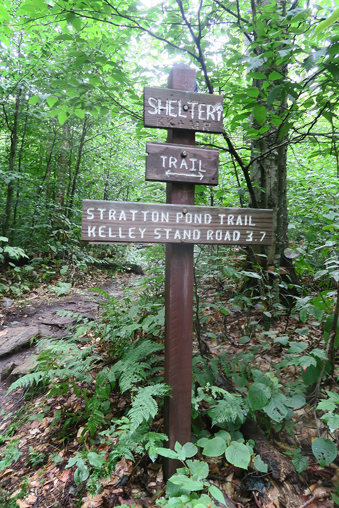 Stratton Pond Trail sign, Vermont. Photo by artist and LT thru-hiker Dawn Chandler.