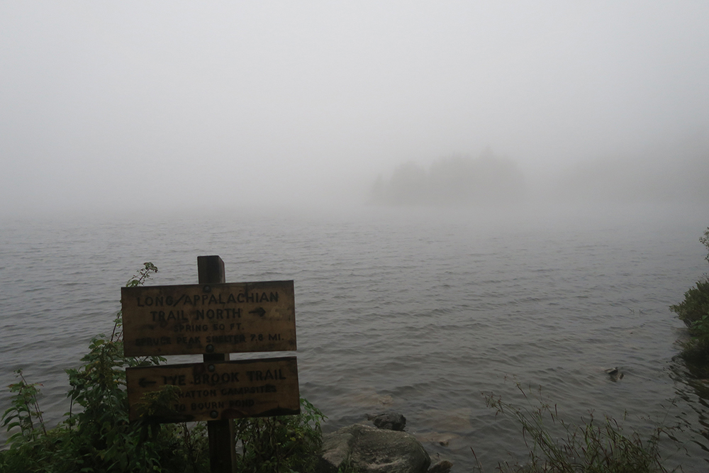 Long-Appalachian Trail - North sign at Stratton Pond, Vermont. Photo by artist and LT thru-hiker Dawn Chandler.