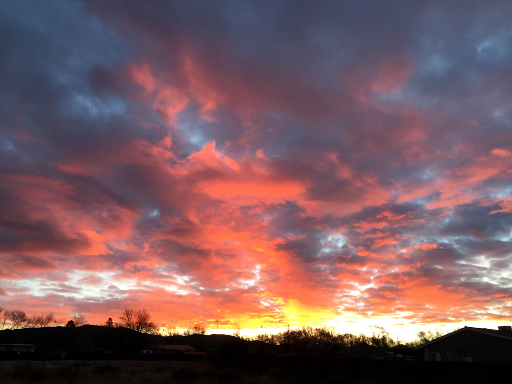 Sunrise, Santa Fe, New Mexico. Photo by artist Dawn Chandler