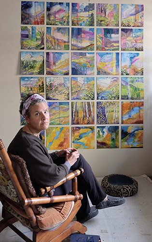 Artist Dawn Chandler in her Santa Fe studio.