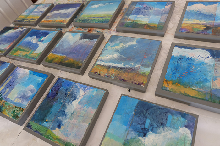 Several New Mexico Sky Musings, a new series of semi-abstract landscape paintings by artist Dawn Chandler.