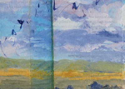 New Mexico Sky Musing 1, mixed media on panel, contemporary abstract landscape by New Mexico painter Dawn Chandler