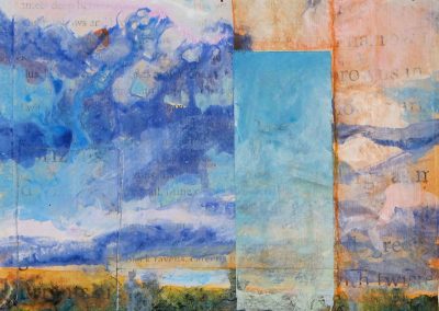 New Mexico Sky Musing 2, mixed media on panel, contemporary abstract landscape by New Mexico painter Dawn Chandler