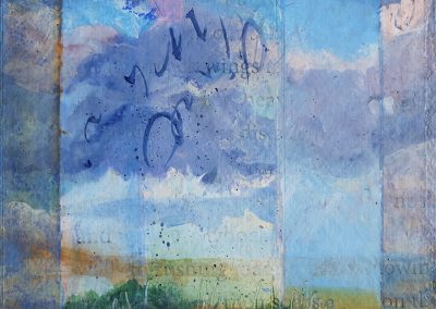 New Mexico Sky Musing 5, mixed media on canvas, contemporary abstract landscape by New Mexico painter Dawn Chandler