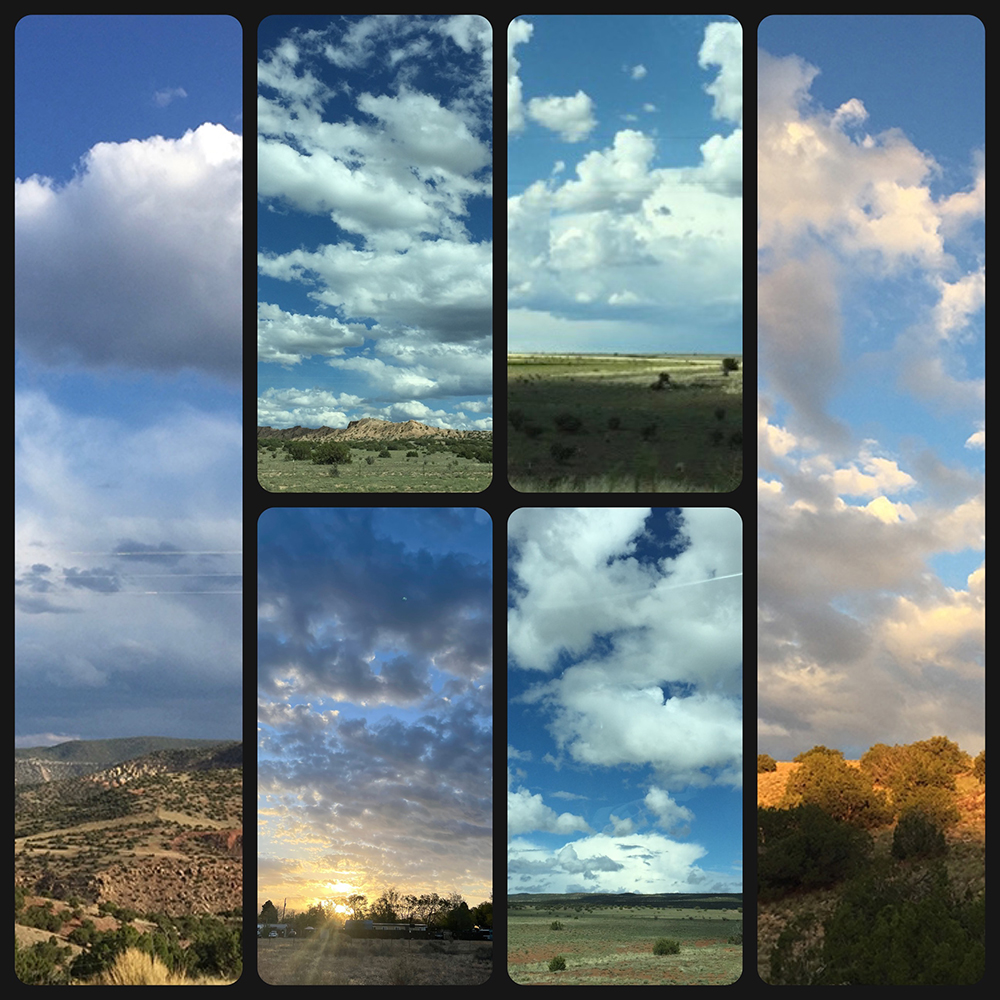 Digital collage of photos of New Mexico skies by artist Dawn Chandler.