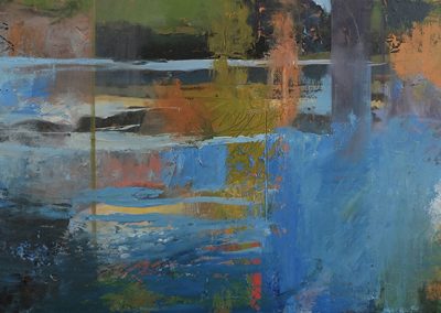 All My Life in the Reflections, mixed media on canvas, contemporary abstract landscape by New Mexico painter Dawn Chandler