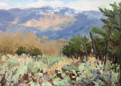 Almost Spring Again - Santa Fe, New Mexico - New Mexico landscape painting by Santa Fe artist Dawn Chandler