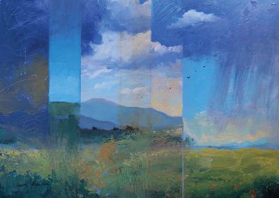 Colfax County Ode, mixed media on canvas, contemporary abstract landscape by New Mexico painter Dawn Chandler