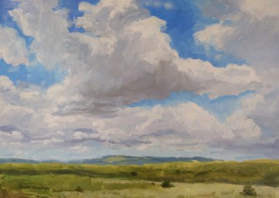 new mexico high summer, oil on panel, New Mexico landscape painting by Santa Fe artist Dawn Chandler