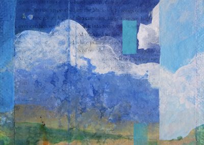 New Mexico Sky Musing 8, mixed media on panel, contemporary abstract New Mexico landscape painting by Santa Fe painter Dawn Chandler