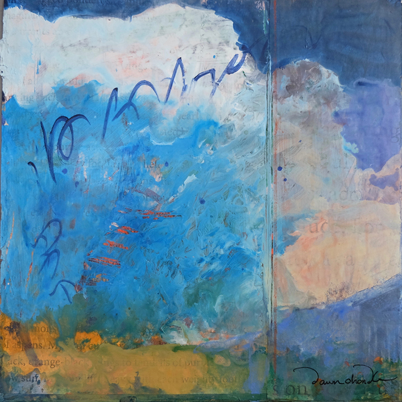 New Mexico Sky Musing, XI, mixed media on canvas, contemporary abstract landscape by New Mexico painter Dawn Chandler