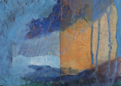 New Mexico Sky Musing 12, mixed media on canvas, contemporary abstract landscape by New Mexico painter Dawn Chandler