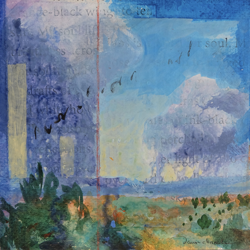 New Mexico Sky Musing, XIII, mixed media on canvas, contemporary abstract landscape by New Mexico painter Dawn Chandler