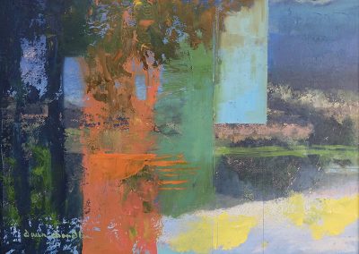 That Idaho Morning I'll Never Forget, mixed media on canvas, contemporary abstract landscape by New Mexico painter Dawn Chandler