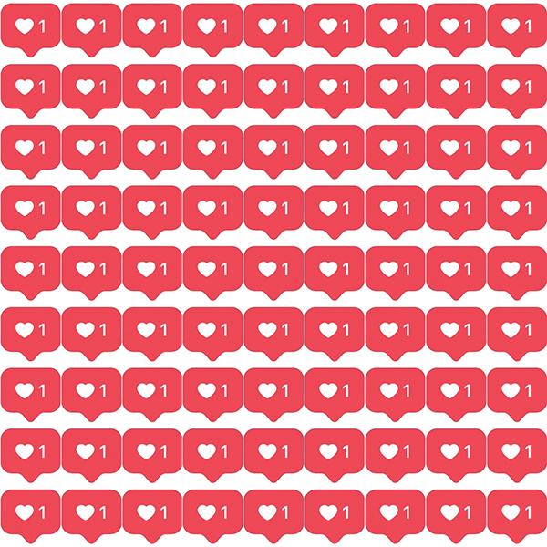 Grid of Instagram Like hearts.