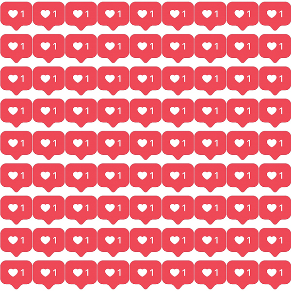 Grid of Instagram Like hearts.