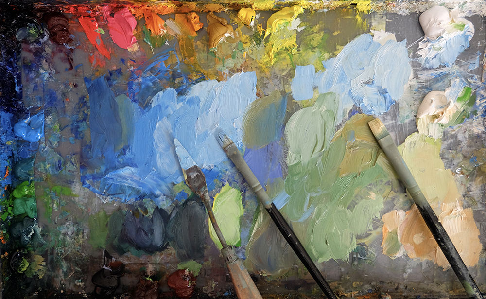 Artist Dawn Chandler's oil-painting palette.