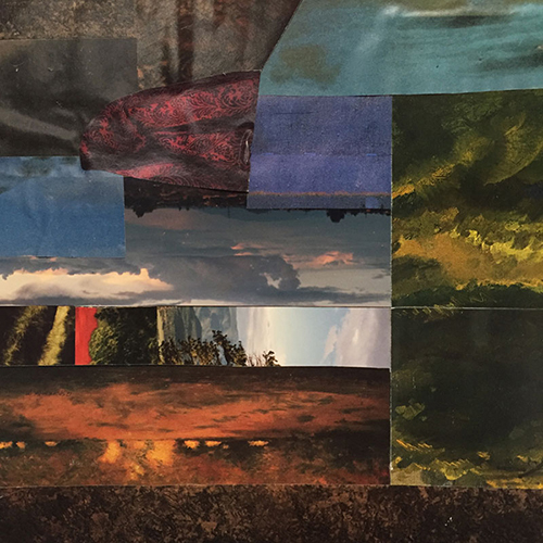 One of Dawn Chandler's early collages evoking landscape, made with magazine clippings, 1992.