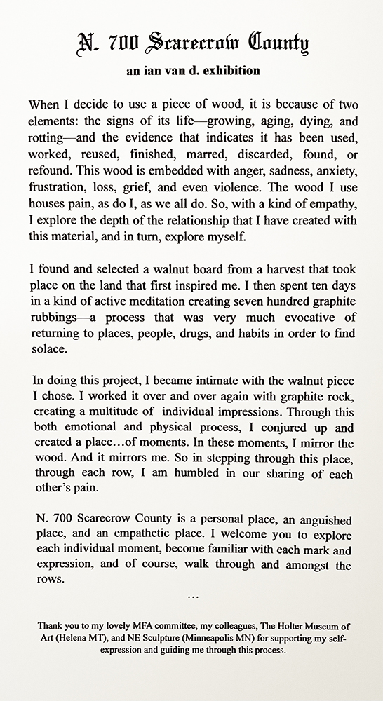 Ian VanDeventer Chandler's artist statement for N. 700 Scarecrow County.