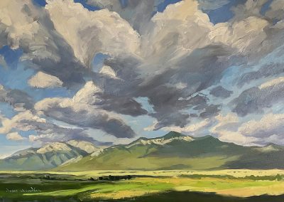 summer morning on the edge of the collegiate range, colorado - landscape painting in oil by artist dawn chandler