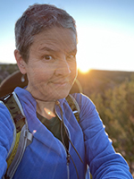 Santa Fe artist Dawn Chandler catching the morning light at Galisteo Basin Preserve outside of Santa Fe, New Mexico.