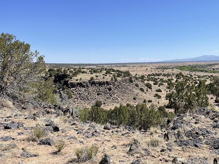 Looking across the arid Caja del Rio in New Mexico in early June - a season of extraordinary drought. Photo by Dawn Chandler.