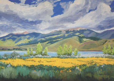 Eagle Nest Gold original New Mexico landscape painting by Santa Fe artist Dawn Chandler