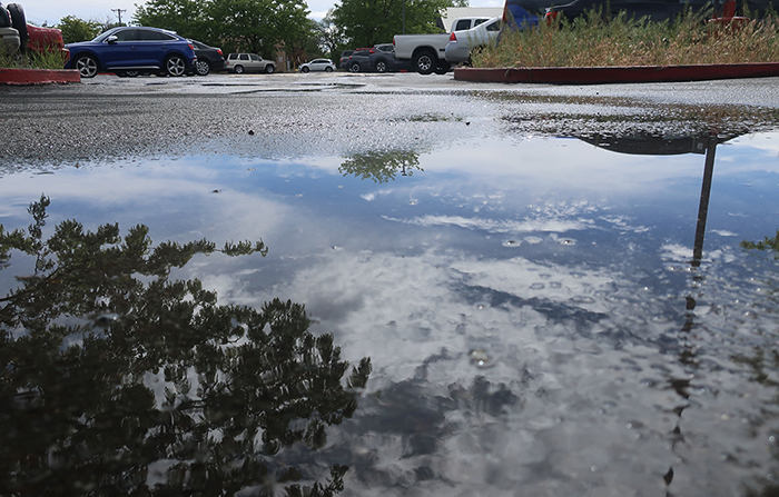 Rare springtime puddle in Santa Fe, New Mexico. Photo by Dawn Chandler.