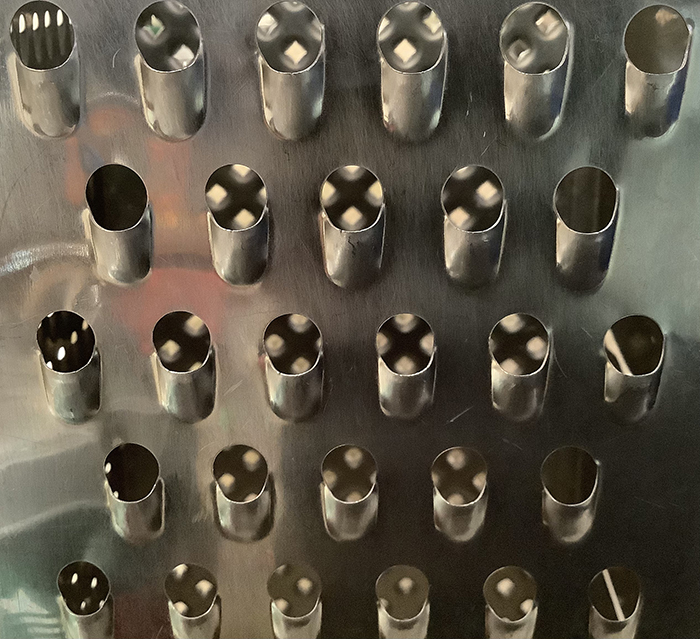 Delight: The striking patterning within a cheese grater. Photo by Dawn Chandler.