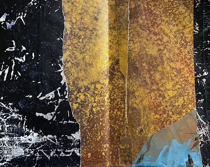 Sketchbook musings - one of Dawn Chandler's 'Storm on the Desert' collages inspired by the film Oppenheimer.