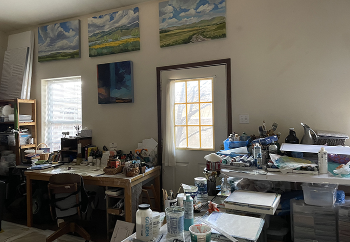 Dawn Chandler's Santa Fe art Studio - wondering if there's room for the very large triptych canvases.